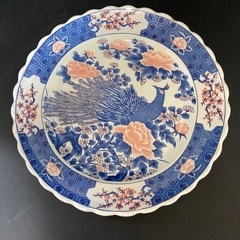 花鳥柄大皿箱付き　直径41cm 高さ4cm 【中古品】