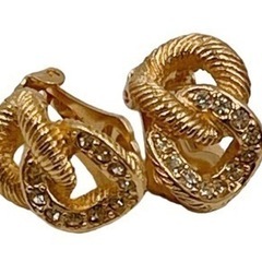 Christian Dior クリスチャン・ディオール イヤリング ライン ストーン 刻印あり