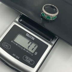 K18WG 18金 ホワイトゴールド エメラルド ダイヤモンド 指輪 7.1g 約14号