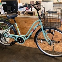 チェーン新品！】6段変速 26インチ自転車 マットエメラルド