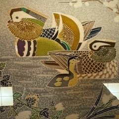 人間国宝　羽田登喜男　おしどり額