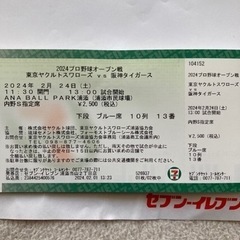 阪神ヤクルトオープン戦　野球チケット2枚