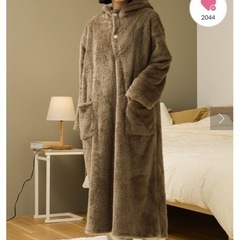 【3coins】着る毛布　ワンピース　寝巻き　モコモコ　ブラウン