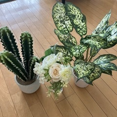 観葉植物フェイクグリーンと花束3点セット