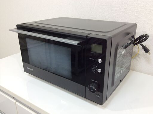 （3/13受渡済）JT8319【SHARP/シャープ 電子レンジ】美品 2019年製 RE-TF17S-B 家電 キッチン フラットテーブル 縦開き ヘルツフリー