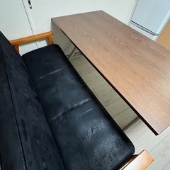 昇降式ダイニングテーブル　ソファ　2点セット