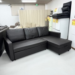 【超美品‼️】定価82,990円♪ 現行モデル ニトリ 210cm幅3人掛けカウチソファ(Nシールド ノアーク2) 3P ソファベッド 合成皮革ダークブラウン♪