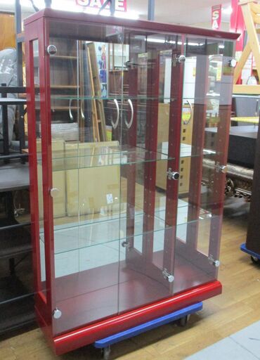 R304 コレクションケース、ミラー付段ガラス飾り棚、幅90cm Used