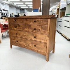 【超美品‼️】定価156,200円♪ サンコー 123cm幅4段ローチェスト タンス 衣類収納家具 アルダー材ダークブラウン♪