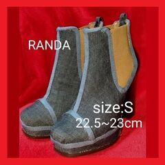 RANDA サイドゴアショートブーツ S 23～23.5CM デ...