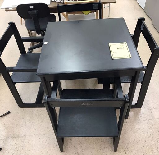 【370】 ダイニングセット 四人用 クラフトシリーズ ブラック 横80cm×奥行80cm×高さ70cm