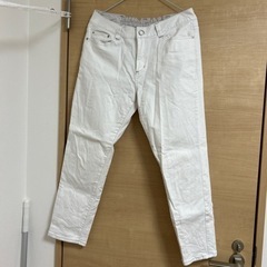 白ジーンズ　L 服/ファッション パンツ レディース