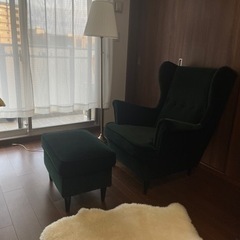 IKEA イケヤ STRANDMON ストランドモン ウィングチェア ダークグリーン　ソファー　チェア　アンティーク　スツール　緑