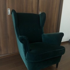 IKEA イケヤ STRANDMON ストランドモン ウィングチェア ダークグリーン　ソファー　チェア　アンティーク　スツール　緑