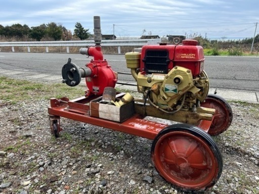 ヤンマー 潅水ポンプP-50 ディーゼルエンジンHA4最大4馬力 発動機 農業 造園農機具水揚げ水田 排水吸水　台車付き
