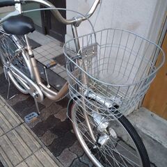 美品☆24吋 ファミリーサイクル(U型) 変速なし/LEDオート/ベージュ