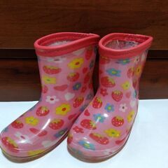 【決定】長靴　15cm  花柄　ピンク　レインブーツ