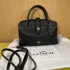 COACHコーチ　ハンドバッグ　37779　レザー　ブラック×ゴ...