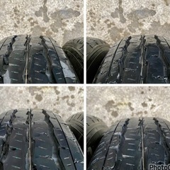 バリ山 14×5J スチールホイール 155/80R14 トーヨータイヤ H11 2023年製造 約1000Km走行 4穴 鉄ホイール 鉄チン ライトトラックタイヤ