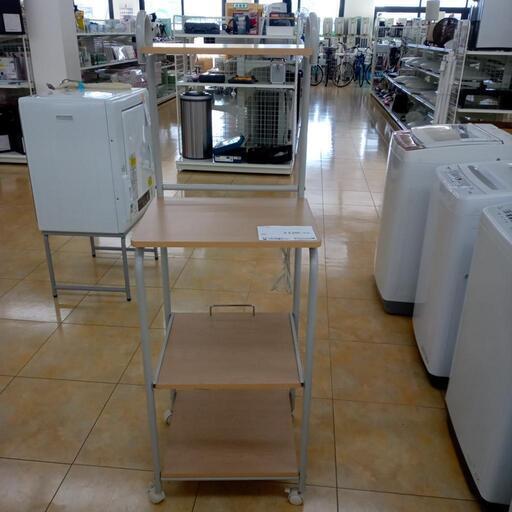 ★ジモティ割あり★  レンジ台 ベージュ、木目調 H142×D40.5×W48 クリーニング済み OJ3607