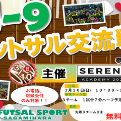 3/10(日)5人制小学生トレーニングマッチ【U-９】※先着3チ...