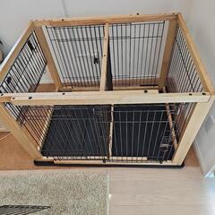 リッチェル　木製スライドペットサークル　ナチュラル　仕切り付き