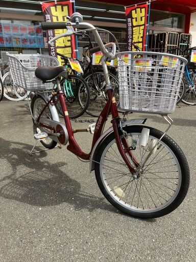 20インチ自転車 レッド 赤系 前後カゴ チャリ シティバイク シティサイクル No.723● ※現金、クレジット、スマホ決済対応※