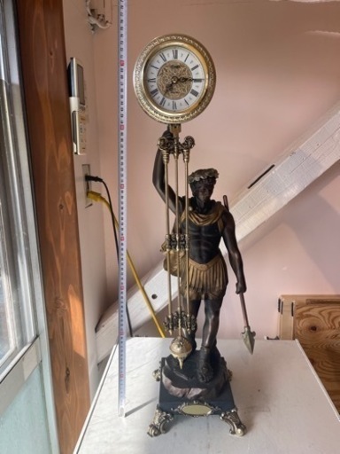 値下げしました。■CITIZEN シチズン Swing Clock Be crowned with victory振り子時計 置時計 ギリシャ彫刻 ブロンズ調 置物 アンティーク■