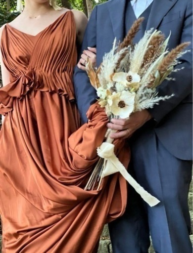 早い者勝ち】テラコッタカラードレス ウェディングドレス 美晴ドレス