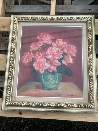 代理出品　　ばら　油絵　中村健一郎　1977
