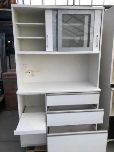 松田家具 キッチンボード 食器棚 白 120cm×50cm×高さ200cm 松田家具