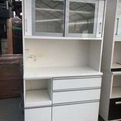 松田家具 キッチンボード 食器棚 白 120cm×50cm×高さ...