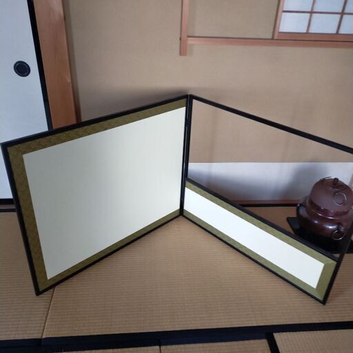 風炉先屏風　江戸間　両面　雲砂子　女桑　塗　中古美品
