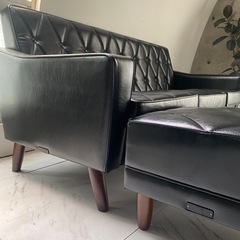 カリモク60 ロビーチェア　3シーター　オットマン付