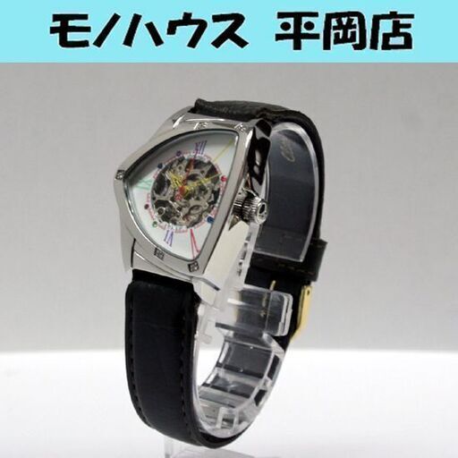 新規購入 ITALY COGU 動作品 自動巻腕時計 裏スケ オープンハート 3針 3針（時、分、秒）