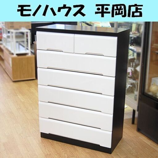チェスト 6段 幅78.5×奥行40.5×高さ114cm 白×黒 衣類収納 たんす 箪笥 タンス 札幌市 清田区 平岡