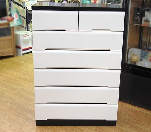 6段チェスト 木製 ホワイト 白 ハイチェスト タンス 洋服入れ 衣類収納