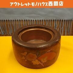 桐火鉢 径15cm 菊/キク 蒔絵 刳り貫き 丸火鉢 銅落とし ...