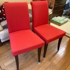 【配達可】美品　おしゃれ　赤い椅子　セット