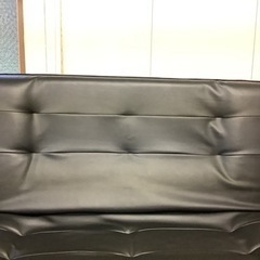 【リサイクルサービス八光】幅119㎝　ブラック　2人掛けリクライニング合皮ソファ