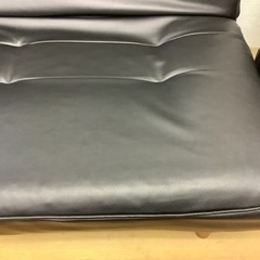 【リサイクルサービス八光】幅119㎝　ブラック　2人掛けリクライニング合皮ソファ