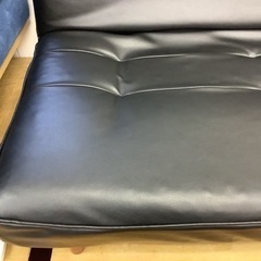 【リサイクルサービス八光】幅119㎝　ブラック　2人掛けリクライニング合皮ソファ