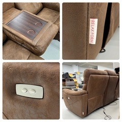 【美品‼️】定価188,000円♪ 関家具 190cm幅3人掛け電動リクライニングソファ リラックスフォーム レザーテックス カカオ色♪