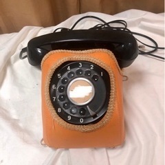 昭和レトロ　黒電話　ダイヤル式　カバー付き