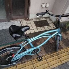 20吋 ミニ街乗りビーチクルーザー 外装6段/ライトブルー