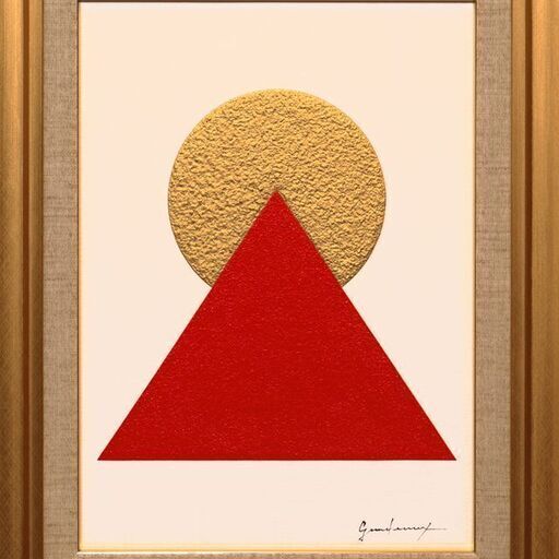 △ピラミッドパワー赤富士△がんどうあつし新作絵画肉筆油絵F4号油彩