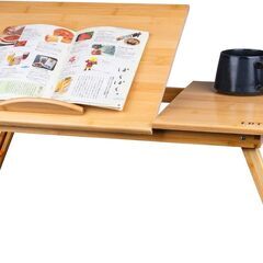 ローテーブル　ノートパソコンデスク 竹製 ベッドテーブル 折り畳...