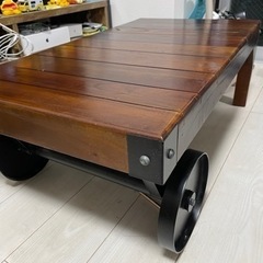 ローテーブル トロリー 車輪 机 木製