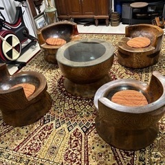 希少 アンティーク オブジェ 古民家 カフェ 臼 応接セット テーブル 