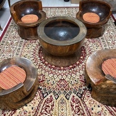 希少 アンティーク オブジェ 古民家 カフェ 臼 応接セット テーブル 